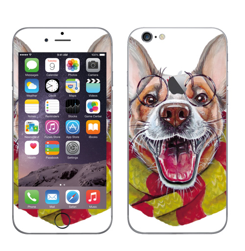 Наклейка на Телефон Apple iPhone 6 с яблоком Гарри Дог Плоттер,  купить в Москве – интернет-магазин Allskins, крутые животные, Гарри, собаки