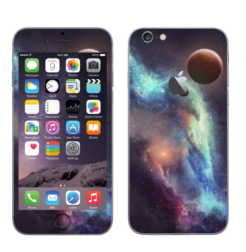 Наклейка на Телефон Apple iPhone 6 с яблоком Красные планеты,  купить в Москве – интернет-магазин Allskins, космос, земля, туманность, звезда, небо, галактика, фантастика, паттерн, искусство, концепт