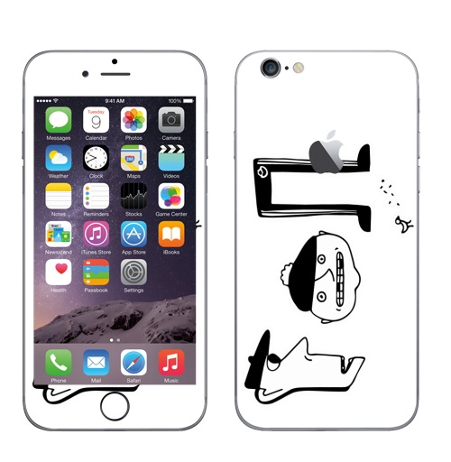 Наклейка на Телефон Apple iPhone 6 с яблоком Гоп,  купить в Москве – интернет-магазин Allskins, черно-белое, типографика, хулиган, персонажи, черное и белое, надписи