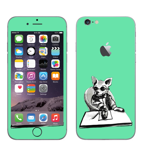 Наклейка на Телефон Apple iPhone 6 с яблоком Маленький босс,  купить в Москве – интернет-магазин Allskins, cool, dog, персонажи, черно-белое, собаки, шеф, директор