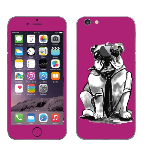 Наклейка на Телефон Apple iPhone 6 с яблоком Гроза района,  купить в Москве – интернет-магазин Allskins, собаки, персонажи, графика, розовый, прикол, круто