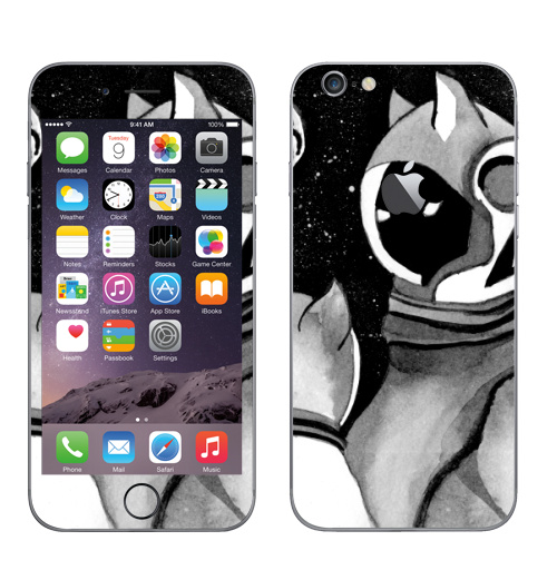 Наклейка на Телефон Apple iPhone 6 с яблоком Коты в космосе,  купить в Москве – интернет-магазин Allskins, котята, кошка, космос, галактика, звезда