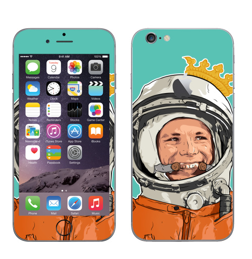 Наклейка на Телефон Apple iPhone 6 с яблоком Гагарин,  купить в Москве – интернет-магазин Allskins, космос, космонавтика