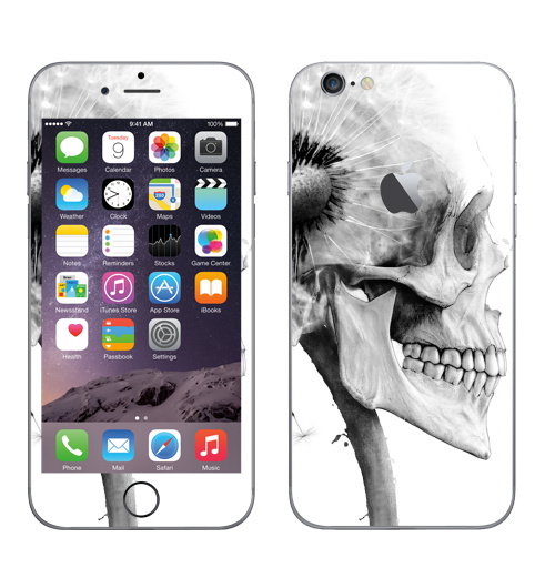 Наклейка на Телефон Apple iPhone 6 с яблоком ОДУВАНЧ,  купить в Москве – интернет-магазин Allskins, розыгрыш, прикол, череп, скелет, цветы, идея, металл, rock