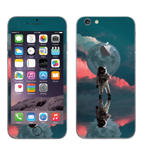 Наклейка на Телефон Apple iPhone 6 с яблоком Я один,  купить в Москве – интернет-магазин Allskins, космос, космонавтика, одиночество, луна, небо