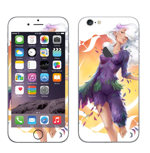 Наклейка на Телефон Apple iPhone 6 с яблоком Разоблачение,  купить в Москве – интернет-магазин Allskins, вдохновение, нежно, миф, девушка, иллюстация, иллюстраторы, перья, облако, женьщина