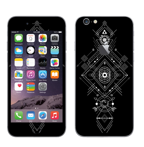 Наклейка на Телефон Apple iPhone 6 с яблоком Мистическая геометрия,  купить в Москве – интернет-магазин Allskins, монохром, мистический, геометрический, геометрия, фигуры