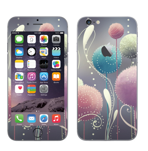 Наклейка на Телефон Apple iPhone 6 с яблоком Пушистые,  купить в Москве – интернет-магазин Allskins, абстракция, мягкий, иллюстация, элементы, яркий, мило, нежно, цветы, растение, природа
