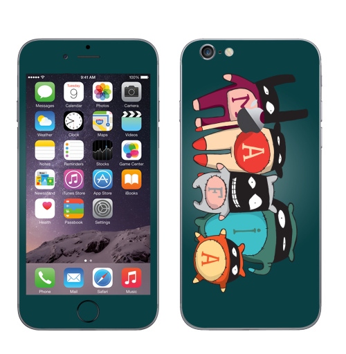 Наклейка на Телефон Apple iPhone 6 с яблоком The mafia,  купить в Москве – интернет-магазин Allskins, семейные, желтый, голубой, черный, детские, маска, мафия, монстры, 300 Лучших работ, милые животные