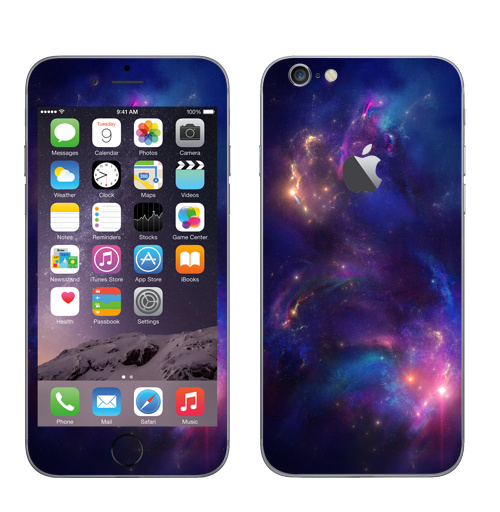 Наклейка на Телефон Apple iPhone 6 с яблоком Звездная туманность,  купить в Москве – интернет-магазин Allskins, звезда, космос, небо, фагтастика, графика, туманность, светлый, яркий, красочно, огни, путешествия, ночь, стильно, Даль