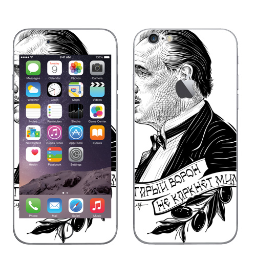 Наклейка на Телефон Apple iPhone 6 с яблоком Старый ворон не каркнет мимо,  купить в Москве – интернет-магазин Allskins, мотивация, мафия