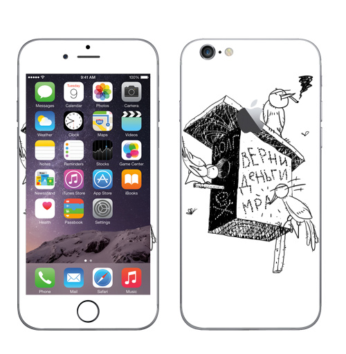 Наклейка на Телефон Apple iPhone 6 с яблоком Коллекторы,  купить в Москве – интернет-магазин Allskins, сарказм, коллектор, прикол, юмор, Дятел, скворечник, майки-алкоголички, мафия, остроумно
