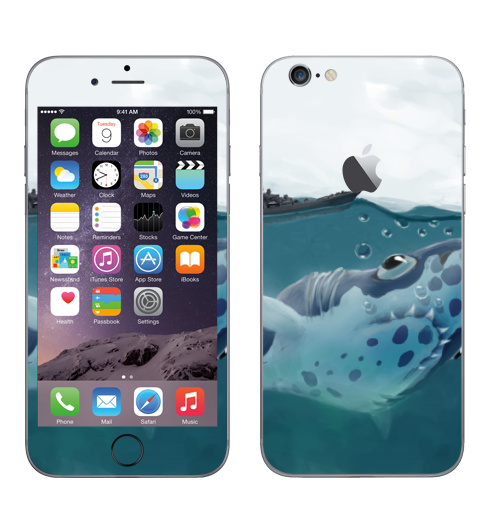 Наклейка на Телефон Apple iPhone 6 с яблоком Акулазаврище,  купить в Москве – интернет-магазин Allskins, акула, опасность, опасная, рыба, гигант, динозавры, подводная, существо, монстры, забавная, смешные, детские, казуальная, рисунки, лупоглазая, корабль, военные