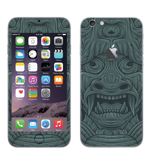 Наклейка на Телефон Apple iPhone 6 с яблоком СТРАДАЛЕЦ,  купить в Москве – интернет-магазин Allskins, мистика, персонажи, маска, демоны, Япония, японская, Мифы, сказки, лицо, монстры, статуя, классика