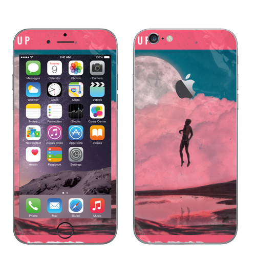 Наклейка на Телефон Apple iPhone 6 с яблоком Взлетай,  купить в Москве – интернет-магазин Allskins, психоделика, лети, полёт, мотивация, жизнь, небо, облако, луна, человек