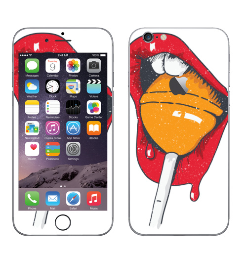 Наклейка на Телефон Apple iPhone 6 с яблоком Чупа,  купить в Москве – интернет-магазин Allskins, стритарт, чупачупс, иллюстрацияпринт, конфеты, лицо, соблазнение, красный, рисунки, сладости, дерзкий, панк, стрит, скейтерская
