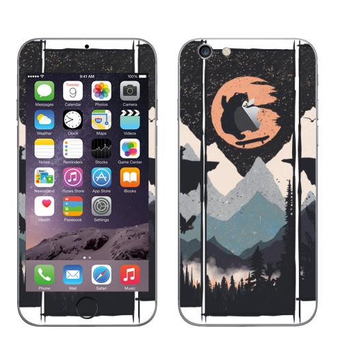 Наклейка на Телефон Apple iPhone 6 с яблоком Дикий Флип,  купить в Москве – интернет-магазин Allskins, горы, медведь, скейтборд, сова, луна, лес