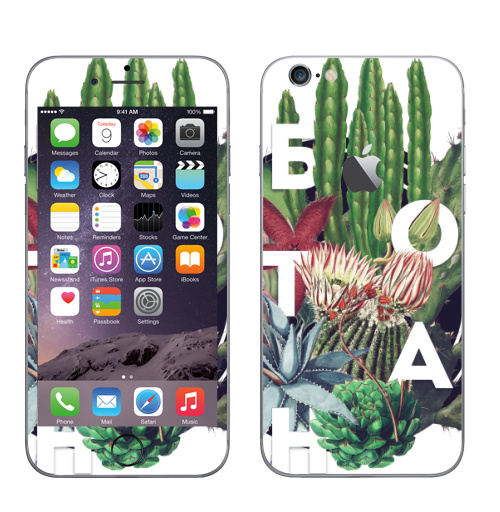 Наклейка на Телефон Apple iPhone 6 с яблоком Ботан кактусы,  купить в Москве – интернет-магазин Allskins, кактусы, лес, лето