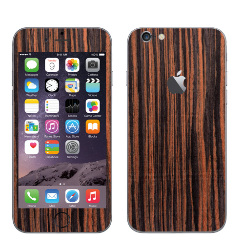 Наклейка на Телефон Apple iPhone 6 с яблоком Woody skin - пленка под дерево,  купить в Москве – интернет-магазин Allskins, лес, паттерн, текстура