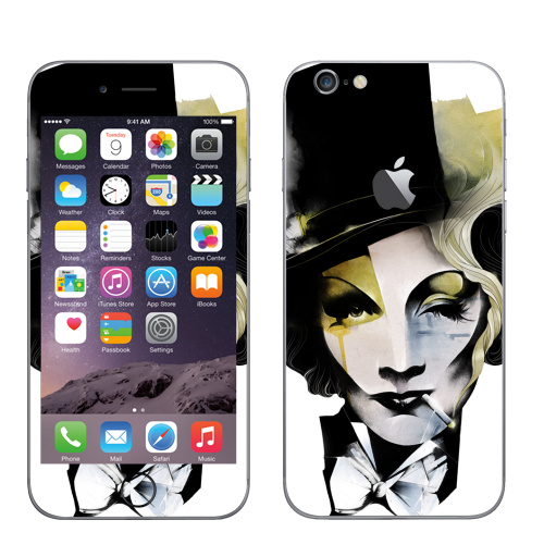 Наклейка на Телефон Apple iPhone 6 с яблоком Dietrich,  купить в Москве – интернет-магазин Allskins, лицо, девушка, кино, 300 Лучших работ