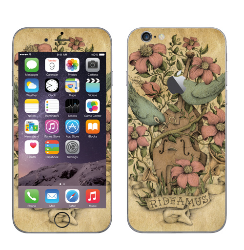 Наклейка на Телефон Apple iPhone 6 с яблоком Rideamus,  купить в Москве – интернет-магазин Allskins, милые животные, 300 Лучших работ, цветы, птицы, текстура, контрабас, женские