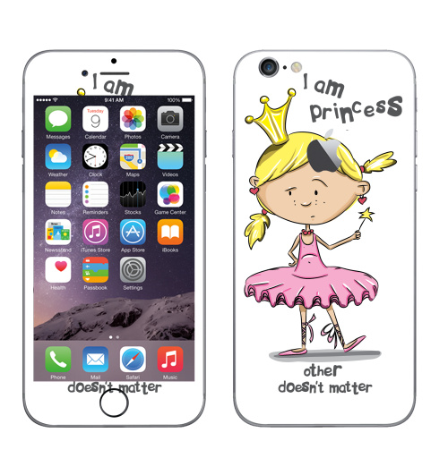 Наклейка на Телефон Apple iPhone 6 с яблоком I'm princess,  купить в Москве – интернет-магазин Allskins, продажи_надписи, 300 Лучших работ, надписи на английском, 8 марта, волнует, детские, принцесса, надписи