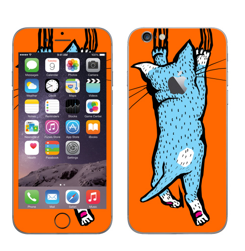 Наклейка на Телефон Apple iPhone 6 с яблоком Царапка,  купить в Москве – интернет-магазин Allskins, милые животные, женские, малыш, усы, кошка, животные