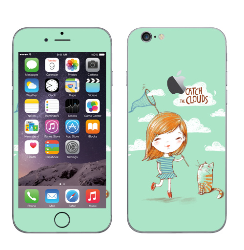 Наклейка на Телефон Apple iPhone 6 с яблоком Ловить облака,  купить в Москве – интернет-магазин Allskins, позитив, лето, детские