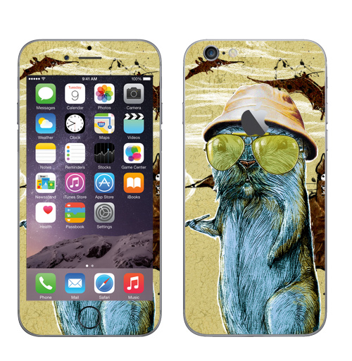 Наклейка на Телефон Apple iPhone 6 с яблоком Гонзо сурок,  купить в Москве – интернет-магазин Allskins, милые животные, животные, бобер, персонажи, gonzo