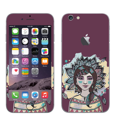 Наклейка на Телефон Apple iPhone 6 с яблоком Пёстрый лист,  купить в Москве – интернет-магазин Allskins, девушка, персонажи