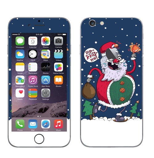 Наклейка на Телефон Apple iPhone 6 с яблоком Bigfoot,  купить в Москве – интернет-магазин Allskins, пикник, новый год, зима, дудлы