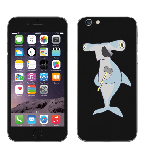 Наклейка на Телефон Apple iPhone 6 с яблоком Hammerhead,  купить в Москве – интернет-магазин Allskins, монстры, рыба, акула, вода, морская, океаны