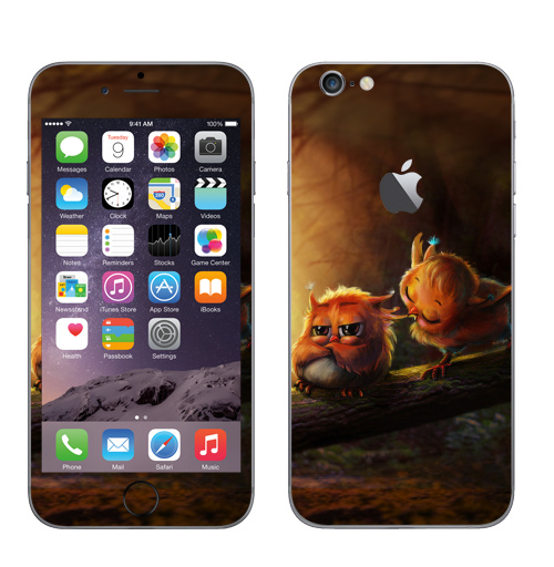 Наклейка на Телефон Apple iPhone 6 с яблоком Не дуйся,  купить в Москве – интернет-магазин Allskins, прогулка, пикник, животные, любовь, радость, сова