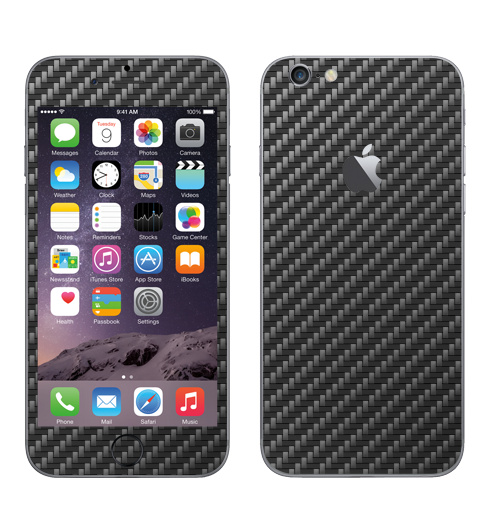 Наклейка на Телефон Apple iPhone 6 с яблоком Carbon Fiber Texture,  купить в Москве – интернет-магазин Allskins, крабон, текстура, 300 Лучших работ