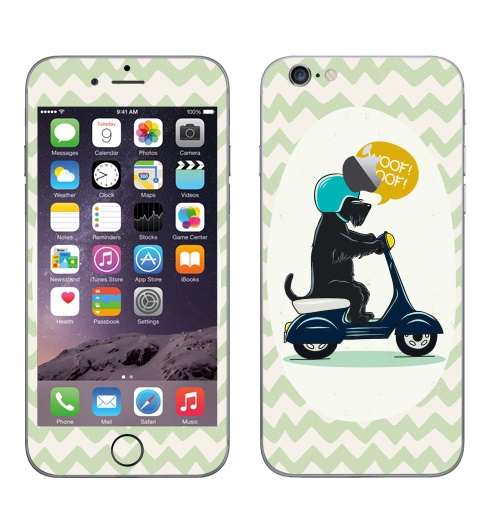 Наклейка на Телефон Apple iPhone 6 с яблоком Скотч терьер на мопеде,  купить в Москве – интернет-магазин Allskins, милые животные, скотч, терьер, собаки, персонажи, мотоцикл, мопед, мило, животные