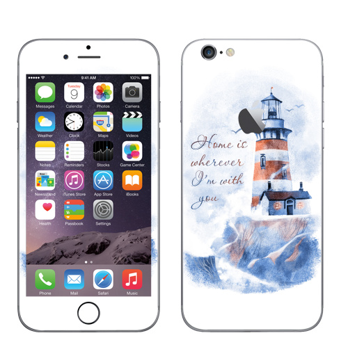 Наклейка на Телефон Apple iPhone 6 с яблоком Маяк,  купить в Москве – интернет-магазин Allskins, морская, надписи, природа, дом, маяк, надписи на английском, 300 Лучших работ
