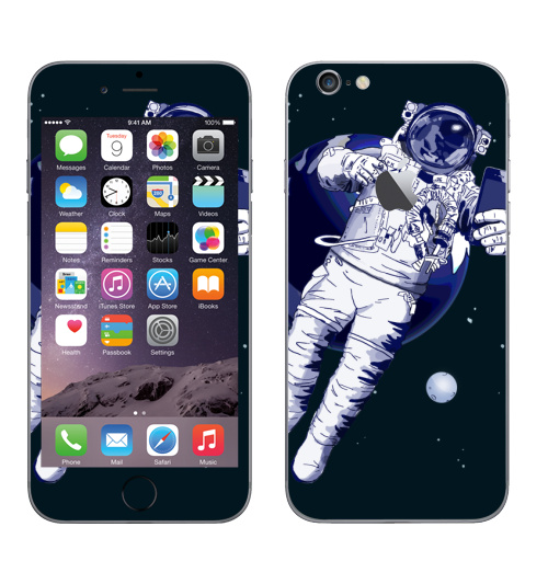 Наклейка на Телефон Apple iPhone 6 с яблоком Космическое селфи,  купить в Москве – интернет-магазин Allskins, космос, селфи