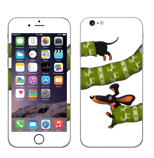 Наклейка на Телефон Apple iPhone 6 plus Весёлая такса,  купить в Москве – интернет-магазин Allskins, животные, свитер, собаки, такса