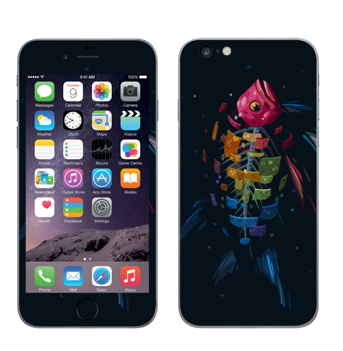 Наклейка на Телефон Apple iPhone 6 plus Мистическая Рыба,  купить в Москве – интернет-магазин Allskins, подводный, рыба, сюрреализм, морская, радуга, чешуя