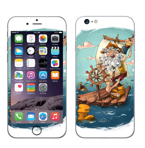 Наклейка на Телефон Apple iPhone 6 plus Главное - плыть вперед!,  купить в Москве – интернет-магазин Allskins, пират, морская, плот, оптимизм, персонажи, борода