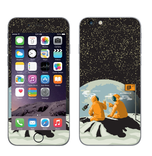Наклейка на Телефон Apple iPhone 6 plus Домой...,  купить в Москве – интернет-магазин Allskins, черный, луна, земля, алкоголь, космос, автомобиль, желтый