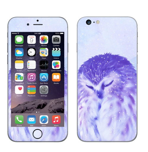 Наклейка на Телефон Apple iPhone 6 plus Сова не спит, сова дремлет,  купить в Москве – интернет-магазин Allskins, акварель, птицы, зима, снег, сова