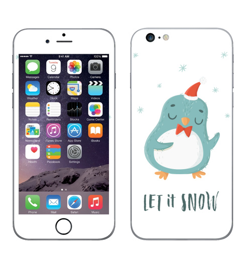 Наклейка на Телефон Apple iPhone 6 plus Снежно,  купить в Москве – интернет-магазин Allskins, надписи на английском, надписи, пингвин, снег, новый год, персонажи