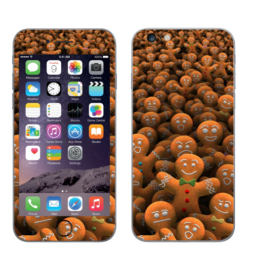 Наклейка на Телефон Apple iPhone 6 plus Армия имбирных пряников,  купить в Москве – интернет-магазин Allskins, печенье, персонажи, новый год, выпечка, толпа, Шрек