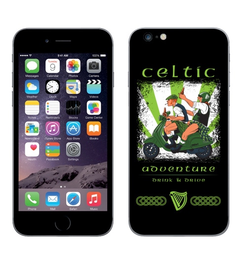 Наклейка на Телефон Apple iPhone 6 plus Кельтское приключение,  купить в Москве – интернет-магазин Allskins, Ирландия, кельт, килт, мотоцикл, приключения, алкоголь, персонажи, путешествия, отдых