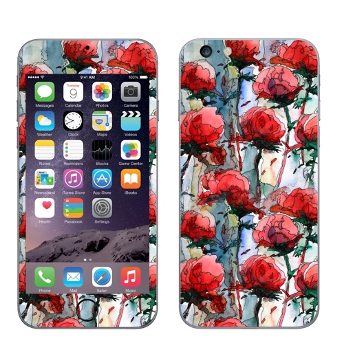 Наклейка на Телефон Apple iPhone 6 plus Розы,  купить в Москве – интернет-магазин Allskins, графика, иллюстрации, композиция, цветы, фантазия, счастье