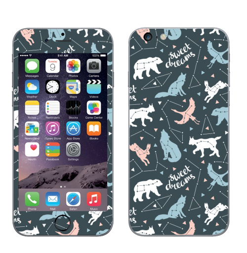 Наклейка на Телефон Apple iPhone 6 plus Обитатели млечного пути,  купить в Москве – интернет-магазин Allskins, созвездия, космос, звезда, журавль, заяц, лиса, волк, медведь, животные
