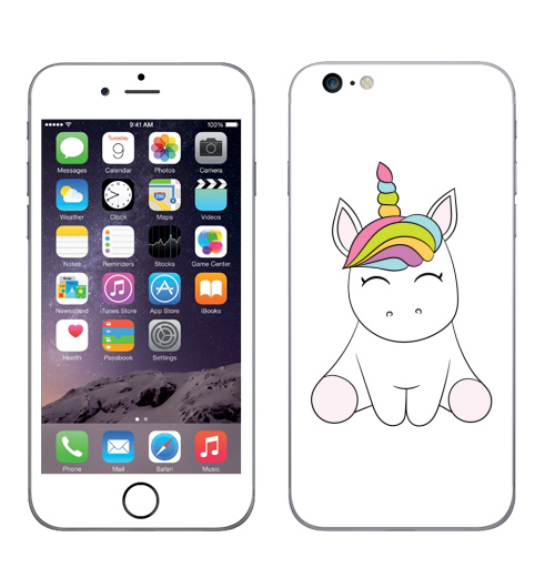 Наклейка на Телефон Apple iPhone 6 plus Единорожек,  купить в Москве – интернет-магазин Allskins, милые животные, радуга, магия, детские, животные, мило, единорог