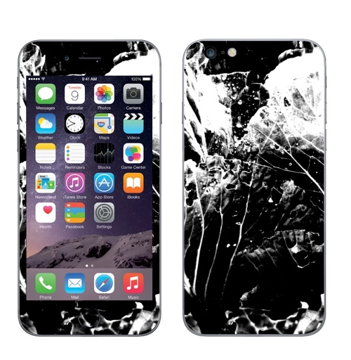 Наклейка на Телефон Apple iPhone 6 plus Растительное,  купить в Москве – интернет-магазин Allskins, черно-белое, лесной, природа, листья, Темная, черный, графика, растительный, растение