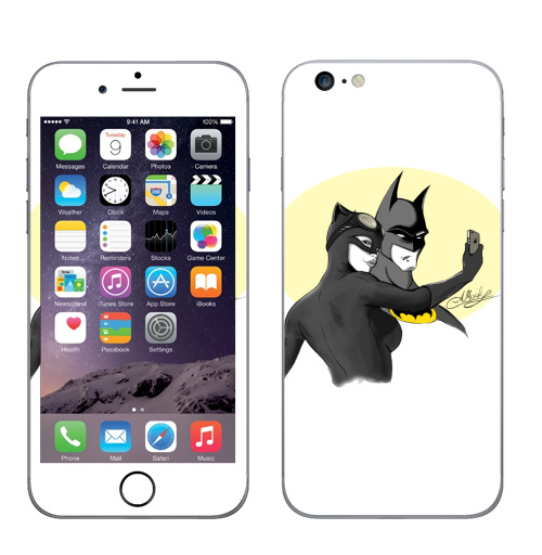 Наклейка на Телефон Apple iPhone 6 plus Cелфи мышки и кошки,  купить в Москве – интернет-магазин Allskins, мышь, кошка, девушка, айфон, селфи, женщинакошка, Летучая_мышь